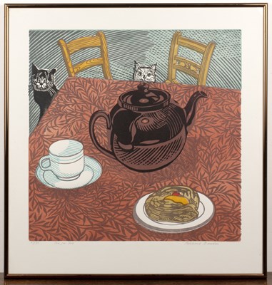 Lot 275 - Richard Bawden (b.1936) 'Tea for two', linocut,...