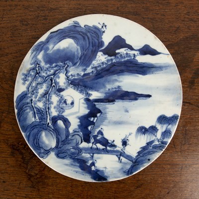 Lot 24 - Blue and white porcelain roundel Chinese, 19th...