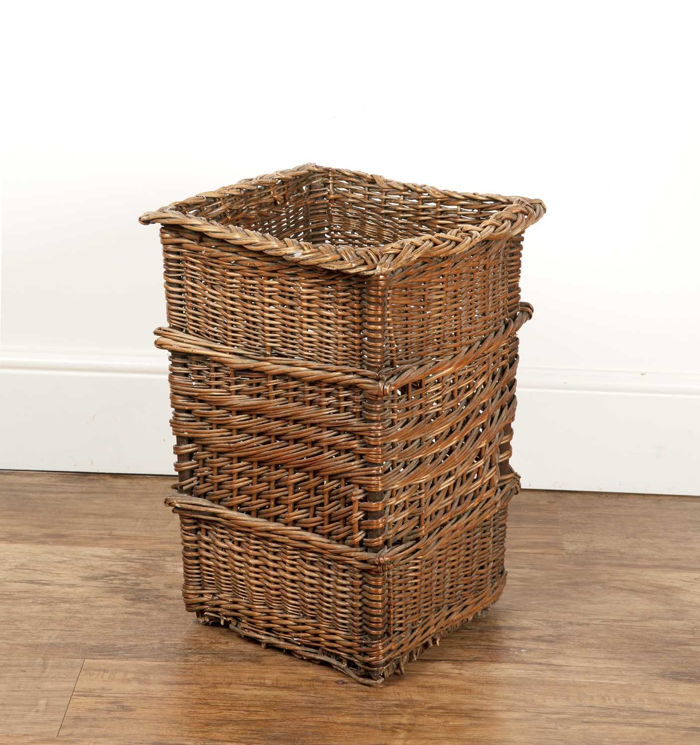 Lot 20 - Woven willow basket 20th Century, of square