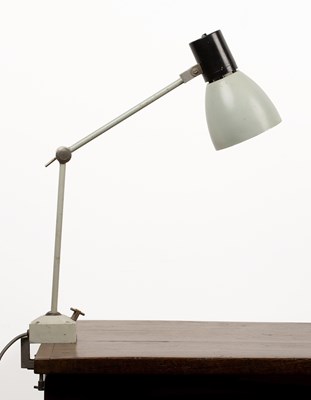 Lot 23 - Industrial lamp 20th Century, with enamel grey...