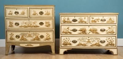 Lot 654 - Two Regency style bow fronted chests of drawers