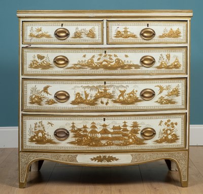 Lot 250 - A Regency style bow fronted chest of two short above three long drawers