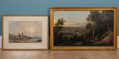 Lot 662 - English school, After G Arnold, a pastoral landscape together with a seaside scene