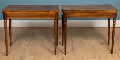 Lot 350 - A near pair of D-end fold-over card tables