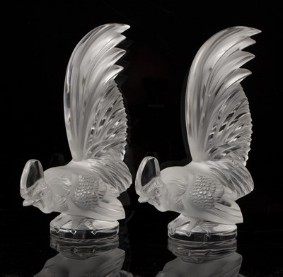 Lot 361 - René Lalique (1860-1945) Pair of 'Coq Nain...
