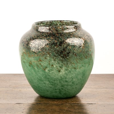 Lot 389 - Monart Large glass vase with green and black...