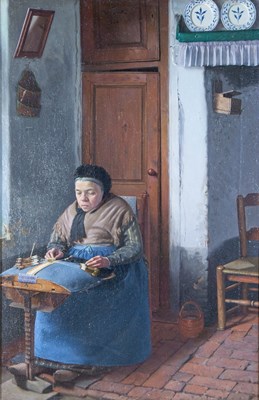 Lot 421 - J Neyrinck (19th century) The Lacemaker,...