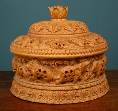 Lot 48 - An Indonesian hardwood carved lidded container