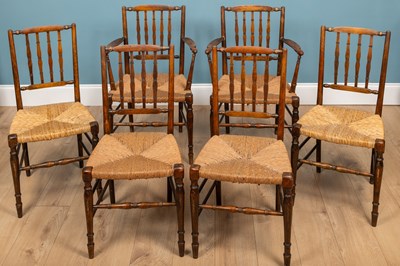 Lot 245 - A set of six 18th century ash dining chairs