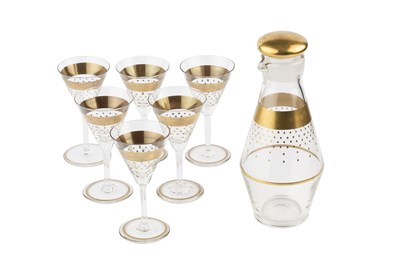 Lot 642 - Art Deco Cocktail set glass with gilt detail...