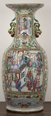 Lot 105 - Large Canton polychrome floor standing vase...