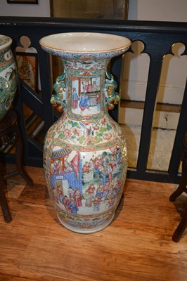 Lot 105 - Large Canton polychrome floor standing vase...
