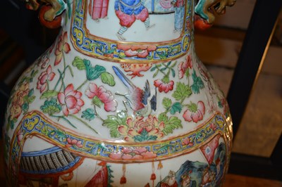 Lot 105 - Large Canton polychrome floor standing vase...