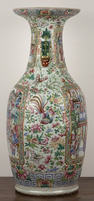 Lot 105 - Large Canton polychrome floor standing vase...