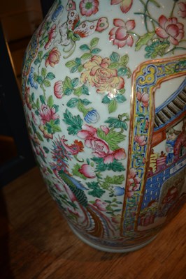 Lot 105 - Large Canton polychrome floor standing vase...