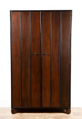 Lot 110 - Heals Mahogany, hanging wardrobe, with...