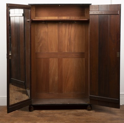 Lot 110 - Heals Mahogany, hanging wardrobe, with...
