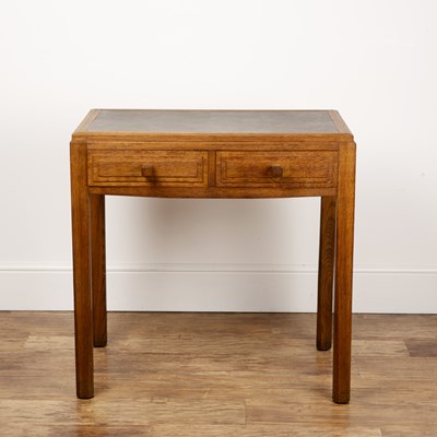 Lot 1 - Brynmawr Oak, writing table, with leather...