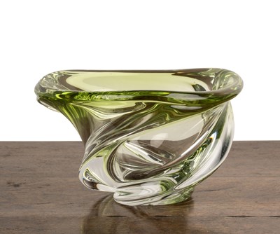 Lot 367 - Val St Lambert Glass bowl, in green and clear...