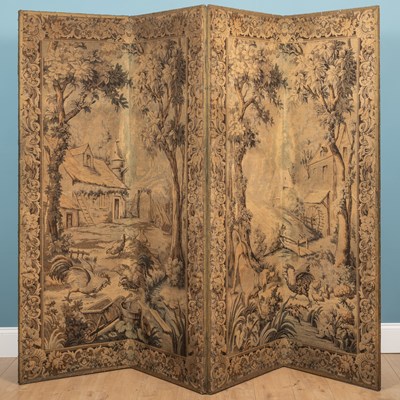 Lot 144 - A four-panelled folding screen