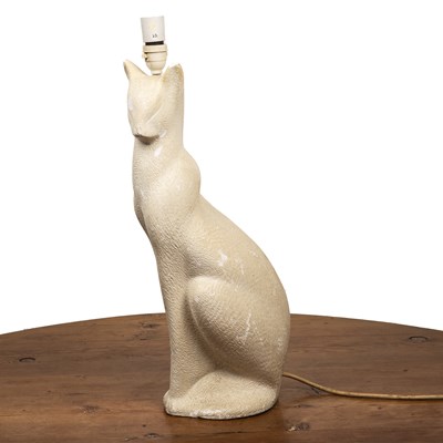 Lot 325 - Plaster stylised cat lamp cream coloured, the...