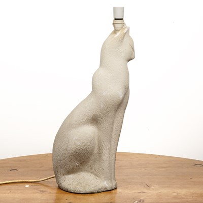 Lot 325 - Plaster stylised cat lamp cream coloured, the...