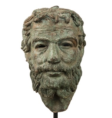 Lot 125 - Head of a bearded man bronzed metal on a...