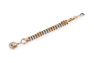 Lot 45 - A two colour precious metal chain fob, of...