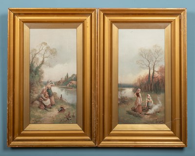 Lot 348 - James Walter Gozzard, British 1862-1926, a pair of genre landscapes