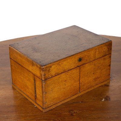Lot 323 - Oak games compendium box with brass details,...