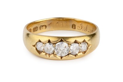 Lot 12 - A late Victorian diamond five stone ring, the...