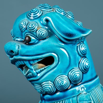 Lot 67 - A 20th century blue glazed Dog of Fo as a lamp