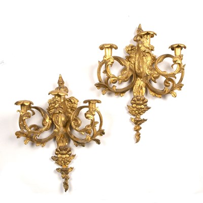 Lot 88 - A pair of 19th century Italian gilded gesso...