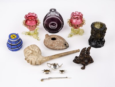 Lot 105 - Miscellaneous to include a minature silver tea...