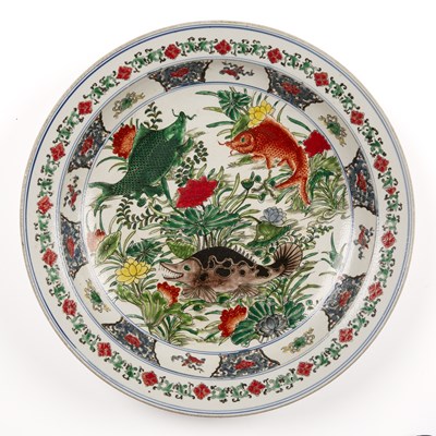 Lot 108 - A Chinese porcelain famille verte charger...