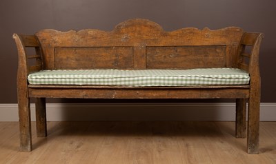Lot 110 - A 19th century Continental style pine bench