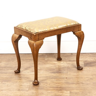 Lot 39 - Walnut Queen Anne style footstool with drop in...