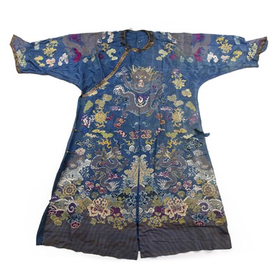 Lot 360 - Blue ground summer coat Chinese embroidered...