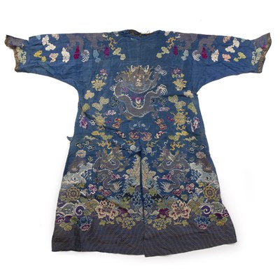 Lot 360 - Blue ground summer coat Chinese embroidered...
