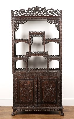 Lot 471 - Export hardwood carved cabinet Chinese, 19th...