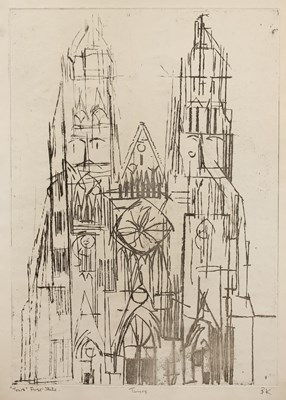 Lot 232 - Bernard Kay (1927-2021) Tours Cathedral, 1957...