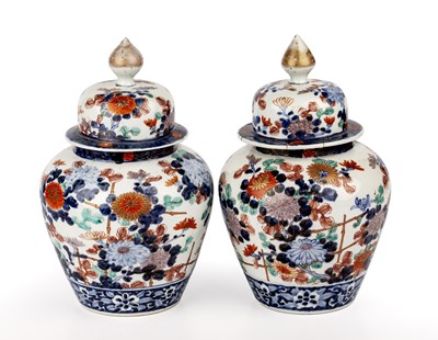 Lot 112 - A pair of 19th century Japanese Imari vase and...