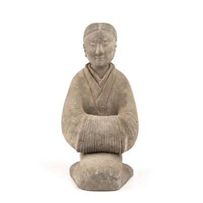 Lot 152 - A Chinese pottery seated figure 18cm wide 36cm...