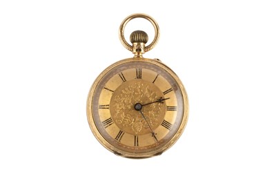 Lot 241 - An 18ct gold open face fob watch, the floral...