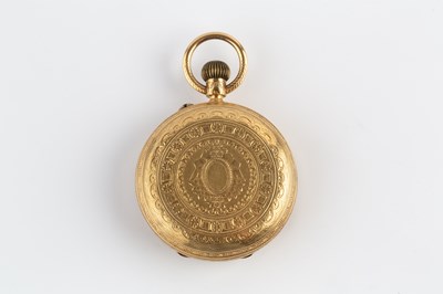 Lot 241 - An 18ct gold open face fob watch, the floral...
