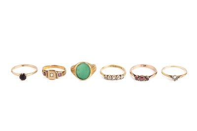 Lot 108 - A collection of dress rings, comprising a late...