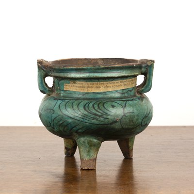 Lot 132 - Turquoise glazed censer Chinese, Ming period...