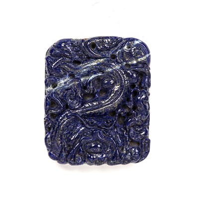 Lot 164 - A 20th century lapis lazuli dragon plaque 9cm...