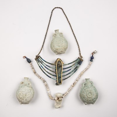 Lot 167 - Egyptian artifacts to include a faience amulet...