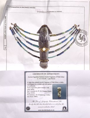 Lot 167 - Egyptian artifacts to include a faience amulet...